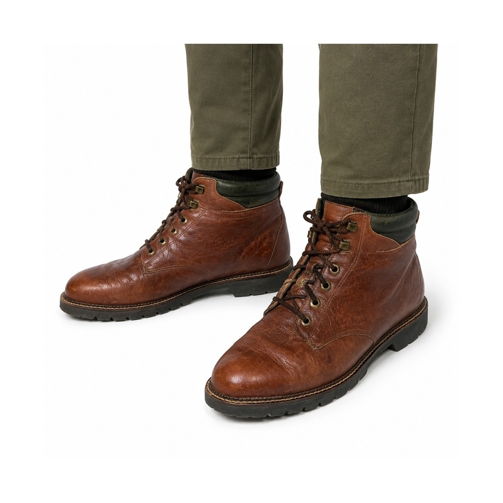 H.S. Trask Authentic Bison Leather Chukka Boots Men 11W Brwn Ankle LaceUp 840037